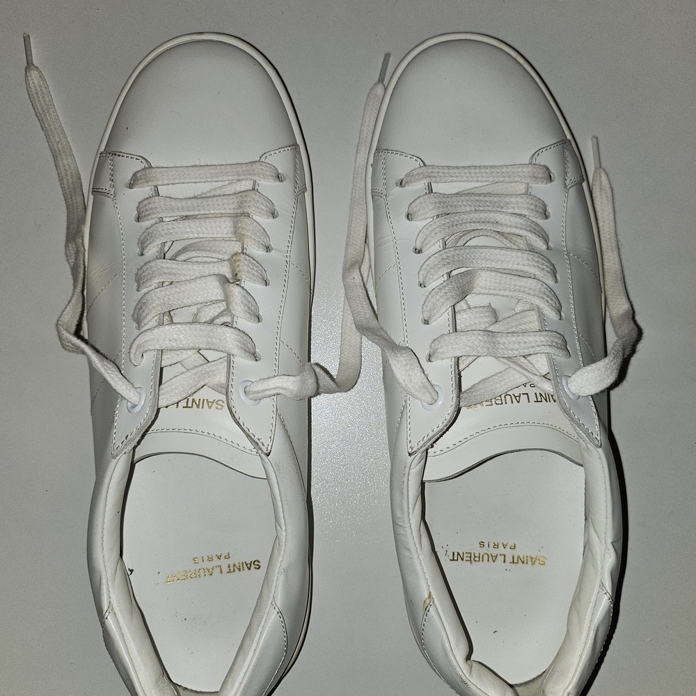 Authentic Saint Laurent Unisex White Leather Sneakers